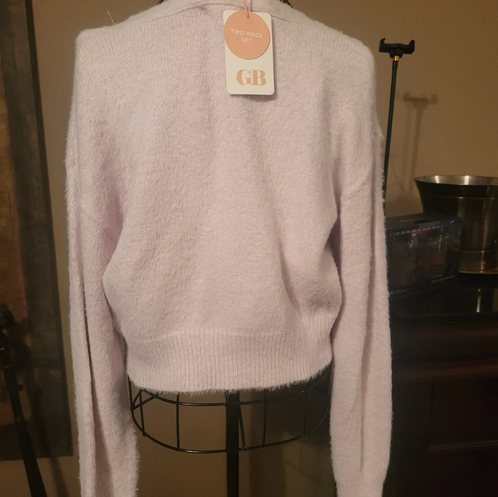 Gianni Bini Pink Cardigan with Silver Floral Details - Picture 3 of 4